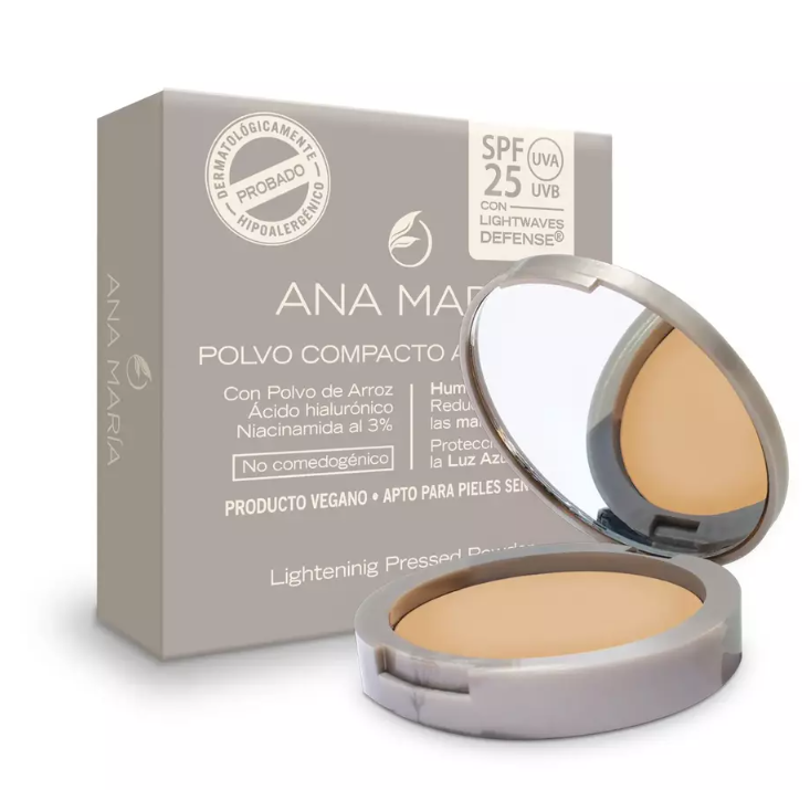 POLVO COMPACTO ACLARANTE Y HUMECTANTE ANA MARIA